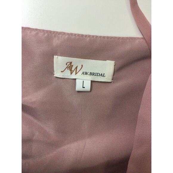 AW BRIDAL SZ L dusty pink faux wrap chiffon tulip cut party midi dress NEW B78 - Picture 6 of 7
